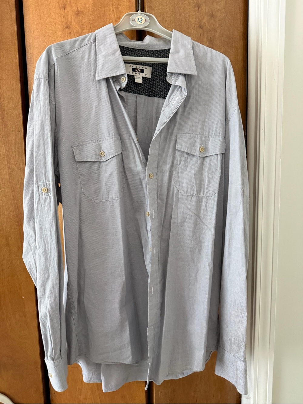 Joseph Abboud Light Gray Men's Dress Shirt with Patterned Yoke